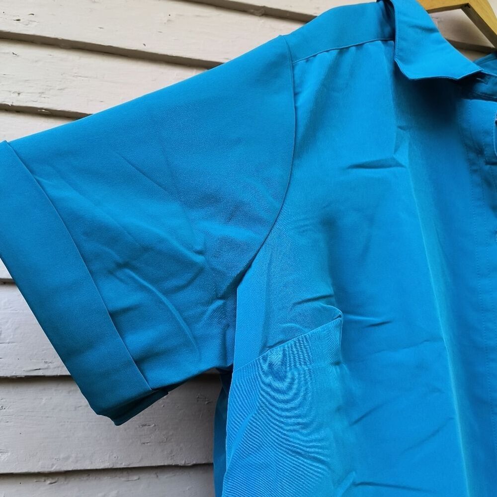 Woman Within Teal Blue Two-Piece Button Front Dress Set - Picture 3 of 13